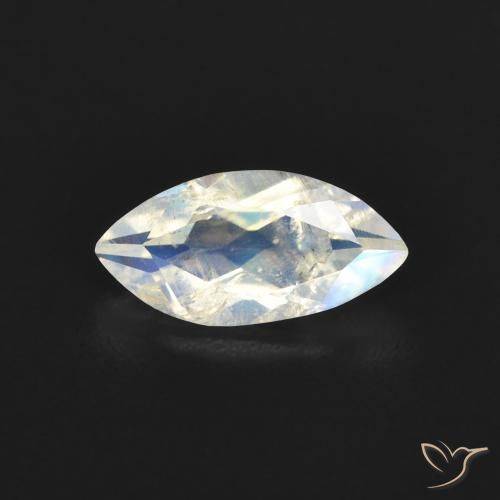 0.51ct Натуральный Голубовато-белый Радужный лунный камень, Маркиза, Прозрачный