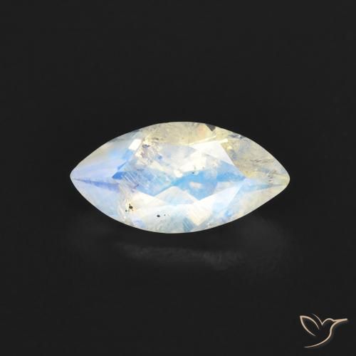 0.55ct Натуральный Голубовато-белый Радужный лунный камень, Маркиза, Прозрачный