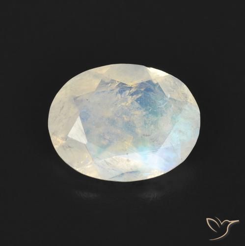 1.36ct Натуральный Голубовато-белый Радужный лунный камень, Овал, Прозрачный