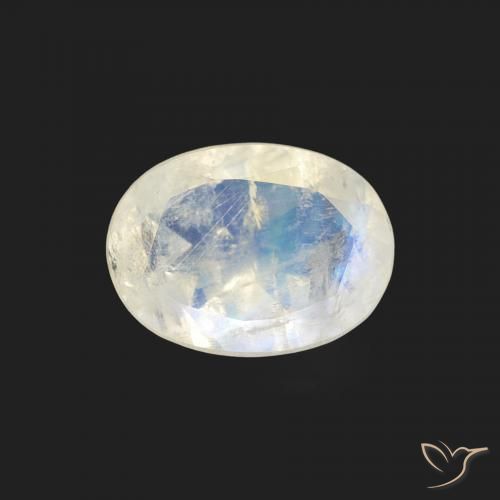 1.07ct Натуральный Голубовато-белый Радужный лунный камень, Овал, Прозрачный