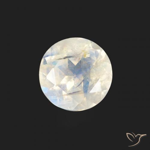 0.47ct Натуральный Голубовато-белый Радужный лунный камень, Круглый, Прозрачный