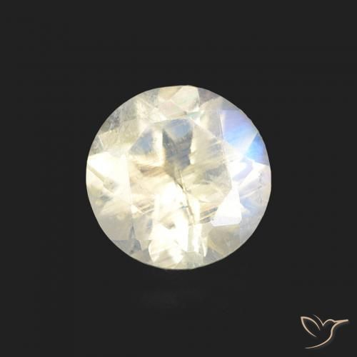 0.49ct Натуральный Голубовато-белый Радужный лунный камень, Круглый, Прозрачный
