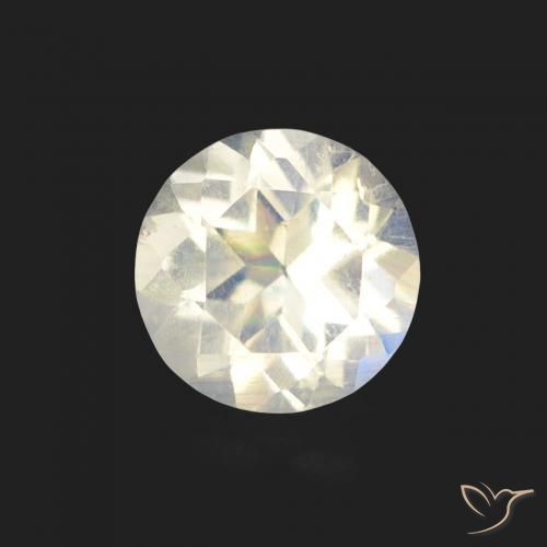 Натуральный Голубовато-белый Радужный лунный камень 0,48 карата Огранка Круг, Прозрачный