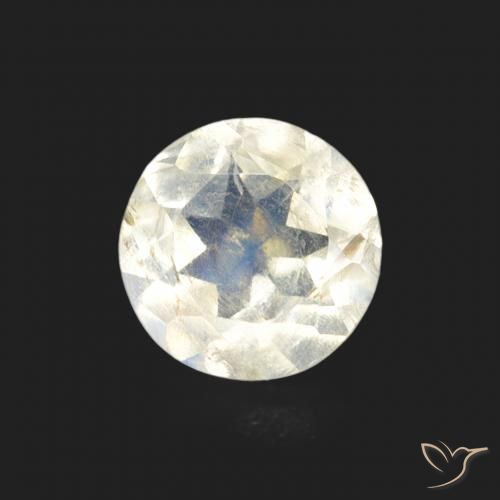 0.66ct Натуральный Голубовато-белый Радужный лунный камень, Круглый, Прозрачный