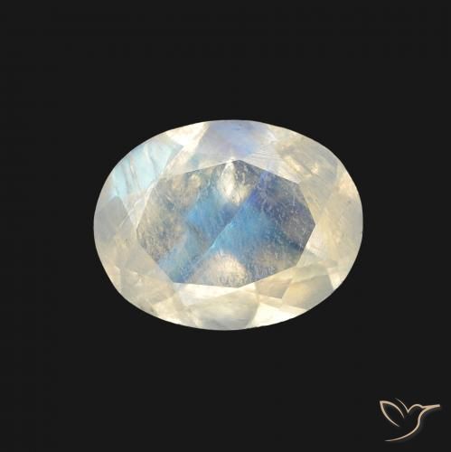 1.28ct Натуральный Голубовато-белый Радужный лунный камень, Овал, Прозрачный