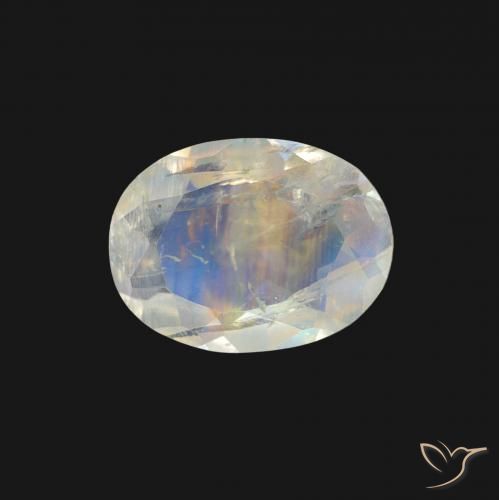 0.96ct Натуральный Голубовато-белый Радужный лунный камень, Овал, Прозрачный