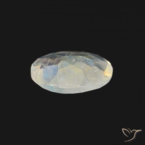 0.96 карата, натуральный Голубовато-белый Радужный лунный камень, Овал, Прозрачный