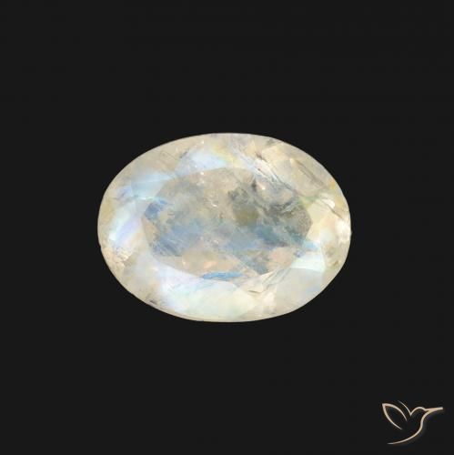 1.11ct Натуральный Голубовато-белый Радужный лунный камень, Овал, Прозрачный