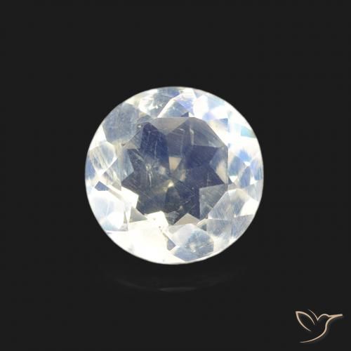 0.52ct Натуральный Голубовато-белый Радужный лунный камень, Круглый, Прозрачный