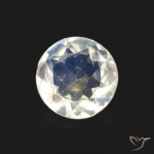 0.54ct Натуральный Голубовато-белый Радужный лунный камень, Круглый, Прозрачный
