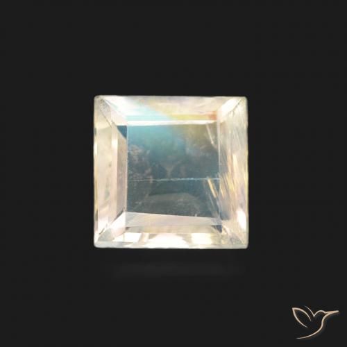 0.50ct Натуральный Голубовато-белый Радужный лунный камень, Квадрат, Прозрачный