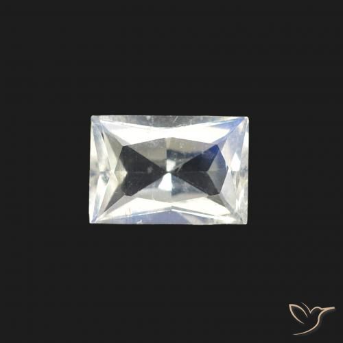 0.47ct Натуральный Голубовато-белый Радужный лунный камень, Огранка Багет, Прозрачный