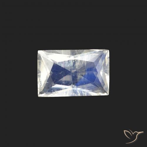 0.50ct Натуральный Голубовато-белый Радужный лунный камень, Огранка Багет, Прозрачный