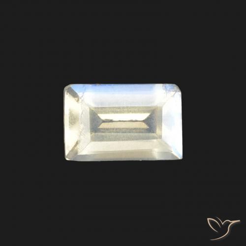 0.47ct Натуральный Голубовато-белый Радужный лунный камень, Огранка Багет, Чистота VS
