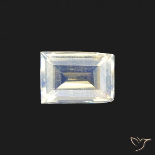 0.82ct Натуральный Голубовато-белый Радужный лунный камень, Огранка Багет, Чистота VS