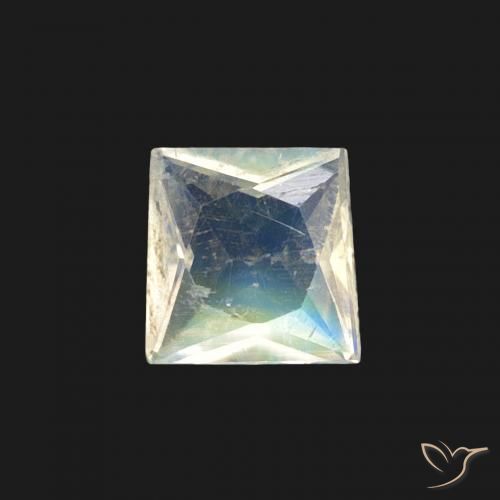 0.27ct Натуральный Голубовато-белый Радужный лунный камень, Квадрат, Прозрачный