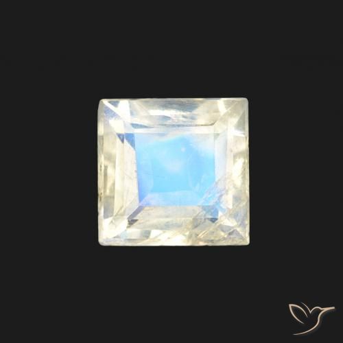 0.35ct Натуральный Голубовато-белый Радужный лунный камень, Квадрат, Прозрачный