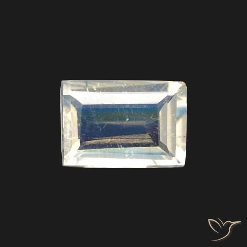 0.40ct Натуральный Голубовато-белый Радужный лунный камень, Огранка Багет, Прозрачный