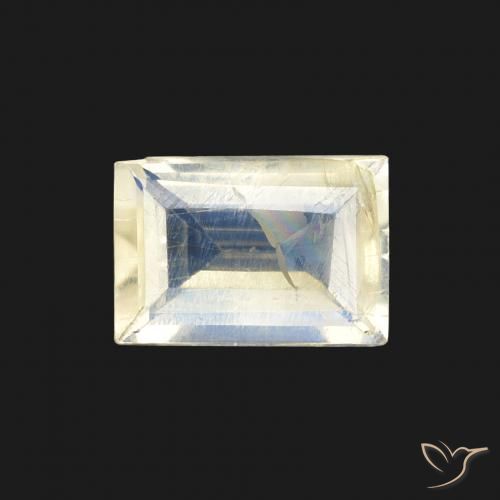 0.76ct Натуральный Голубовато-белый Радужный лунный камень, Огранка Багет, Прозрачный