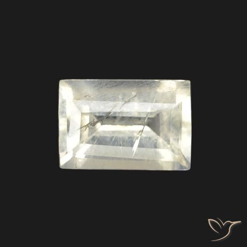 0.59ct Натуральный Голубовато-белый Радужный лунный камень, Огранка Багет, Прозрачный