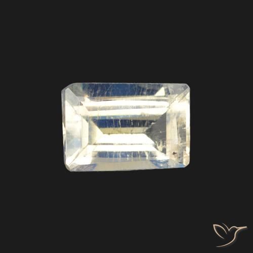 0.45ct Натуральный Голубовато-белый Радужный лунный камень, Огранка Багет, Прозрачный