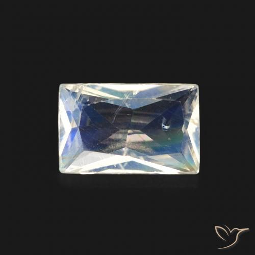 0.46ct Натуральный Голубовато-белый Радужный лунный камень, Огранка Багет, Прозрачный