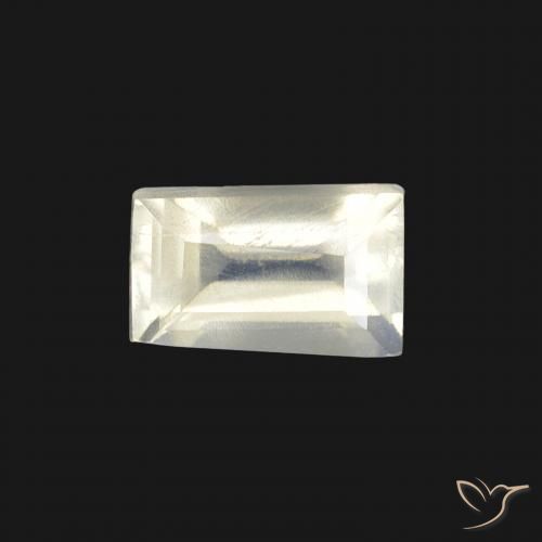 0.53ct Натуральный Голубовато-белый Радужный лунный камень, Огранка Багет, Прозрачный