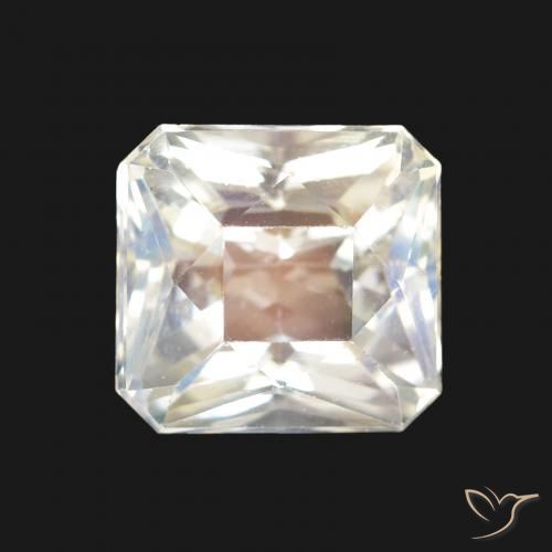 1.99ct Натуральный Голубовато-белый Радужный лунный камень, Изумрудная огранка, Чистота VVS