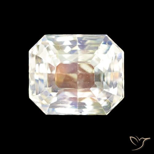 2.55ct Натуральный Многоцветный белый Радужный лунный камень, Изумрудная огранка, Чистота VVS