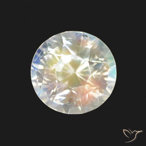 1.59ct Многоцветный белый Радужный лунный камень, Круглый, VVS-VS