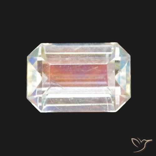 2.11ct Натуральный Многоцветный белый Радужный лунный камень, Изумрудная огранка, VVS-VS