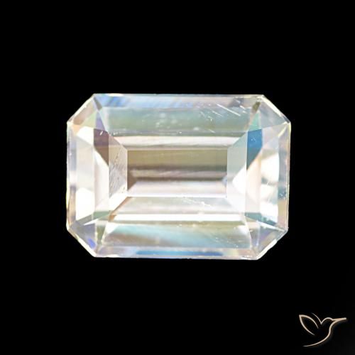 1.77ct Многоцветный белый Радужный лунный камень, Изумрудная огранка, VVS-VS