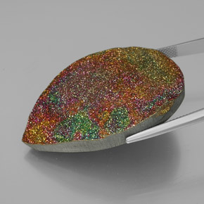 81.18 карата, натуральный Многоцветный Радужный пирит, Форма груши, Непрозрачный