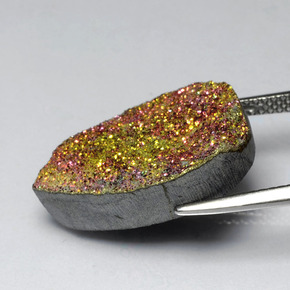 12.55 карата, натуральный Многоцветный Радужный пирит, Форма груши, Непрозрачный