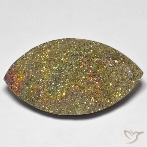 25.84ct Натуральный Многоцветный Радужный пирит, Маркиза, Непрозрачный