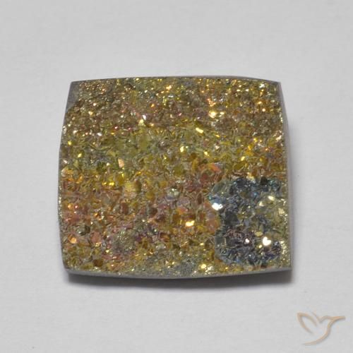 5.14ct Натуральный Многоцветный Радужный пирит, Квадрат, Непрозрачный