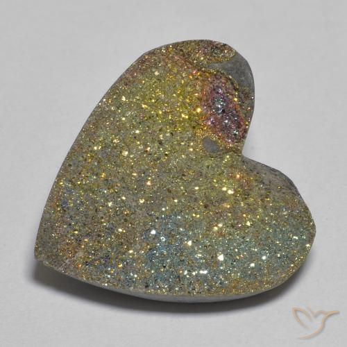 10.02ct Натуральный Многоцветный Радужный пирит, Сердце, Непрозрачный