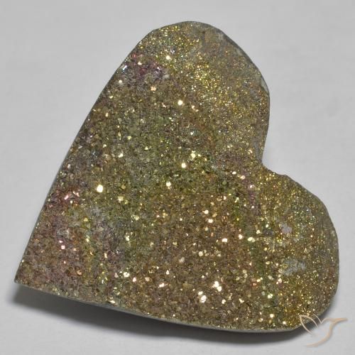 26.42ct Натуральный Многоцветный Радужный пирит, Сердце, Непрозрачный