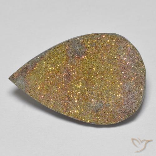 13.57ct Натуральный Многоцветный Радужный пирит, Форма груши, Непрозрачный