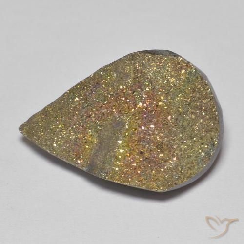 14.54ct Натуральный Многоцветный Радужный пирит, Форма груши, Непрозрачный