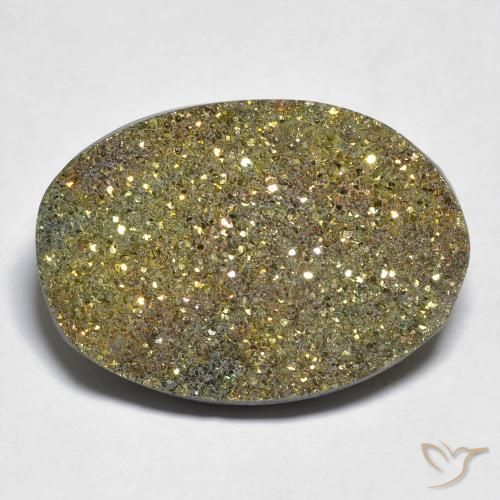 18.36ct Натуральный Многоцветный Радужный пирит, Овал, Непрозрачный