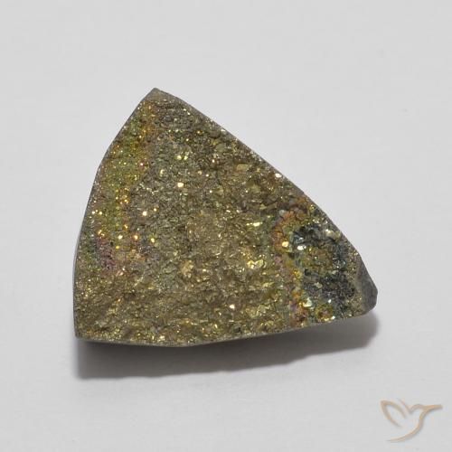 4.89ct Натуральный Многоцветный Радужный пирит, Триллион, Непрозрачный