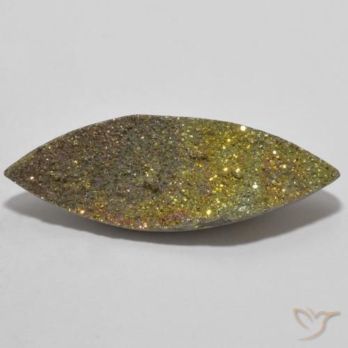 6.89ct Натуральный Многоцветный Радужный пирит, Маркиза, Непрозрачный