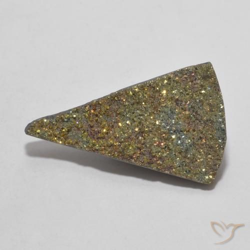 4.43ct Натуральный Многоцветный Радужный пирит, Триллион, Непрозрачный
