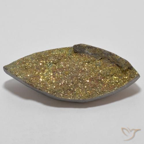 13.66ct Натуральный Многоцветный Радужный пирит, Маркиза, Непрозрачный