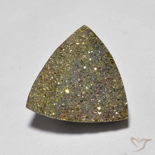 6.36ct Натуральный Многоцветный Радужный пирит, Триллион, Непрозрачный
