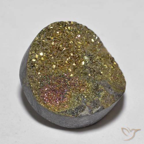 13.50ct Натуральный Многоцветный Радужный пирит, Круглый, Непрозрачный