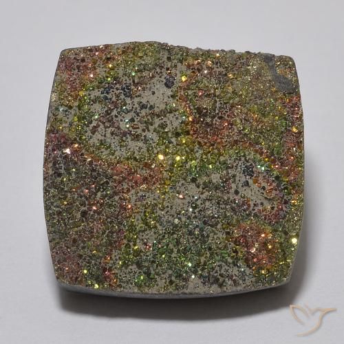 9.32ct Натуральный Многоцветный Радужный пирит, Квадрат, Непрозрачный