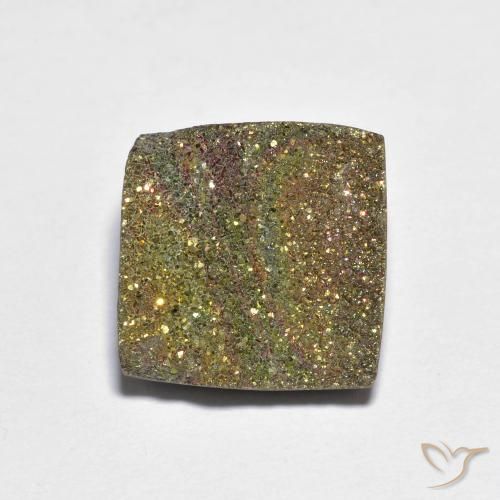 8.26ct Натуральный Многоцветный Радужный пирит, Квадрат, Непрозрачный