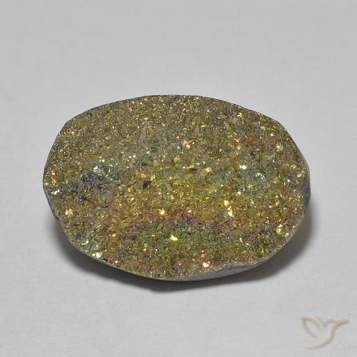 7.46ct Натуральный Многоцветный Радужный пирит, Овал, Непрозрачный